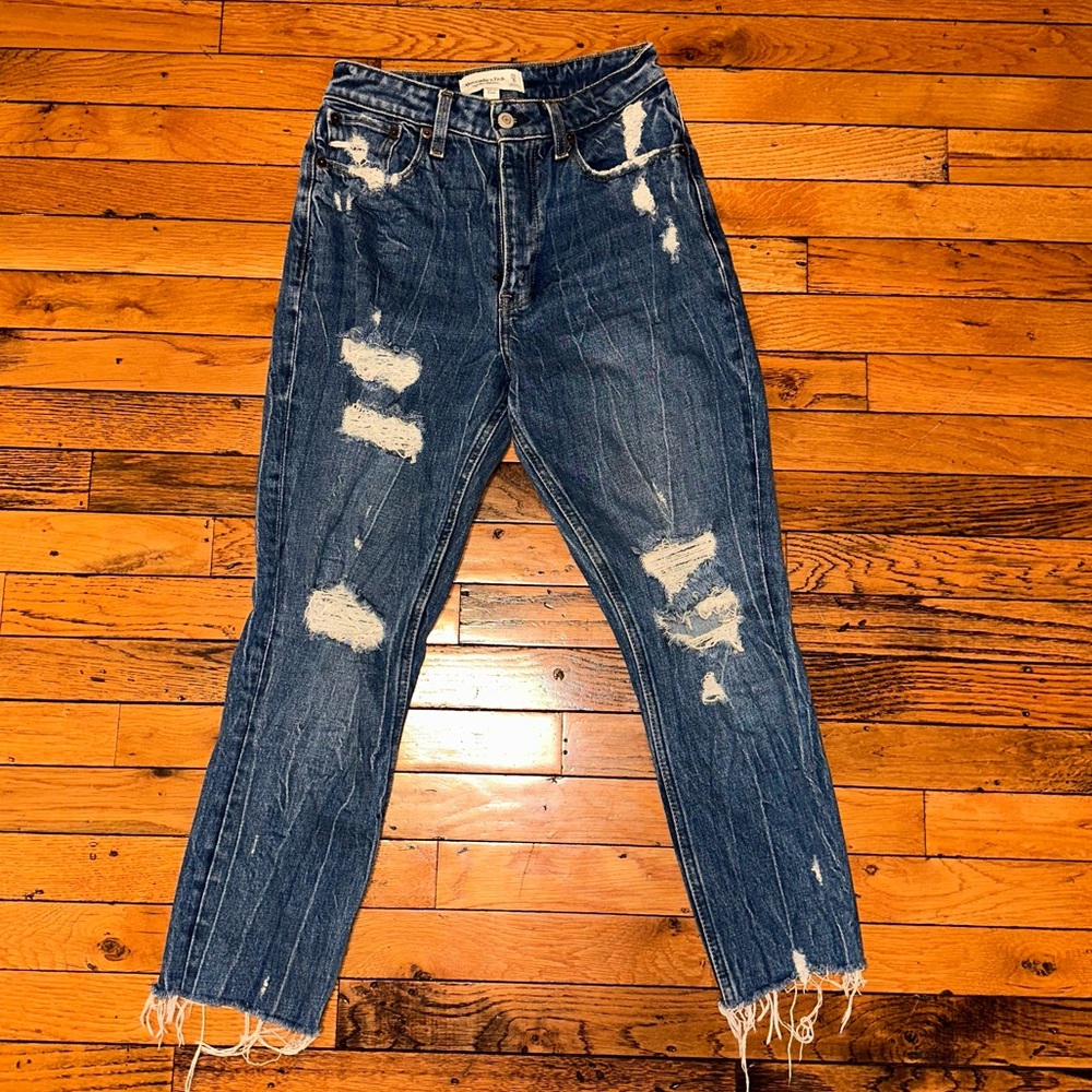 Abercrombie Curve Love Distressed Mom Jeans
